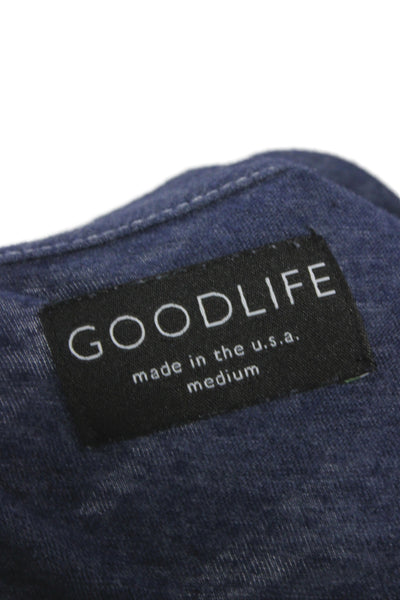 Goodlife Mens Basic Blue V-Neck Polyester Blend T-Shirt Size M