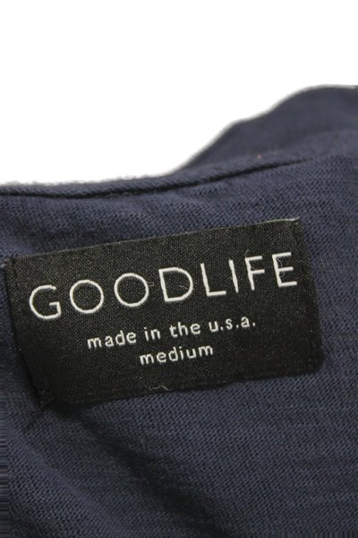 Goodlife Men's Basic V-Neck Cotton T-Shirt Blue Size M