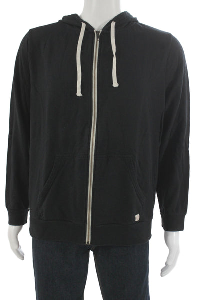 Marine Layer Mens Full Zip Cotton Hoodie Black Size L