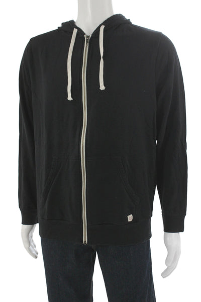 Marine Layer Mens Full Zip Cotton Hoodie Black Size L