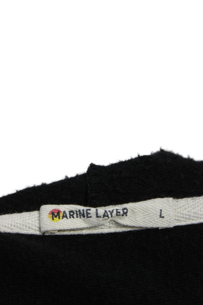 Marine Layer Mens Full Zip Cotton Hoodie Black Size L