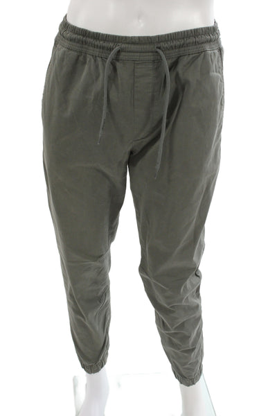 Zara Mens Green Cotton Blend Jogger Pants Drawstring Size L