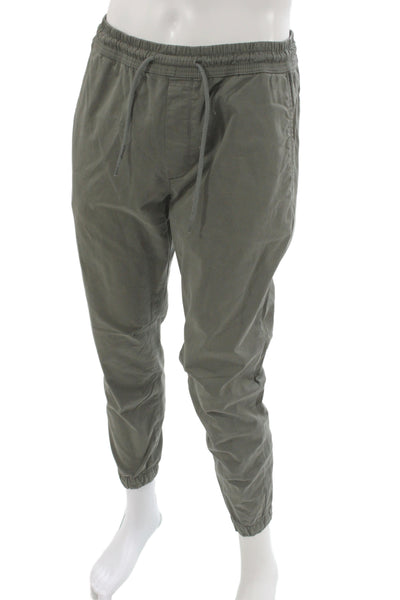 Zara Mens Green Cotton Blend Jogger Pants Drawstring Size L