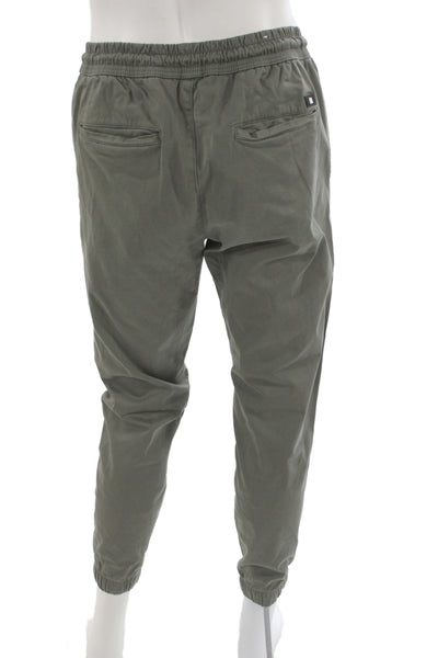 Zara Mens Green Cotton Blend Jogger Pants Drawstring Size L