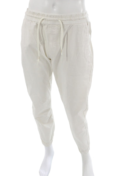 Zara Mens Jogger Pants Ivory Cotton Drawstring Size L