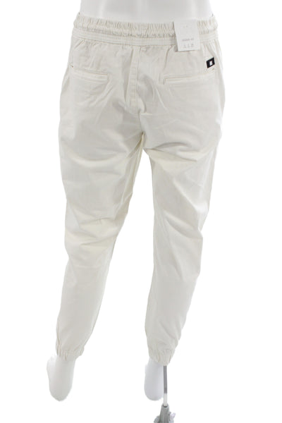 Zara Mens Jogger Pants Ivory Cotton Drawstring Size L