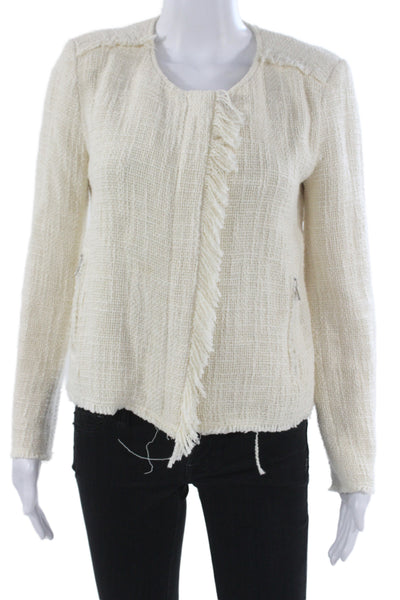 IRO Womens Ivory Cotton Basic Jacket Zip Size 38