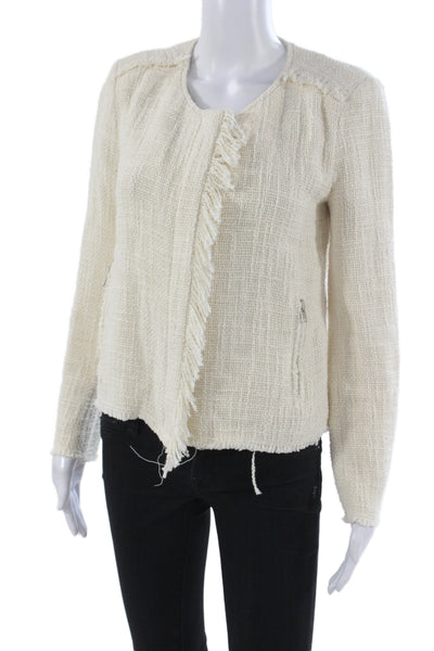 IRO Womens Ivory Cotton Basic Jacket Zip Size 38