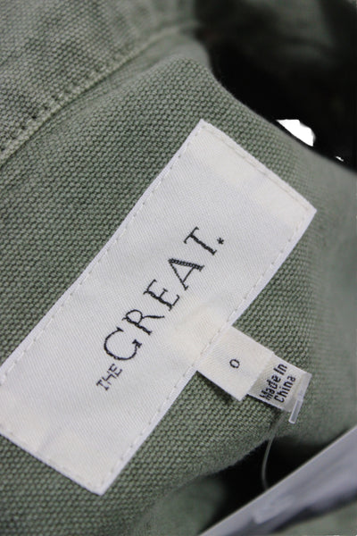 The Great Women Military Jacket Green Cotton Button Long Sleeve Size 0