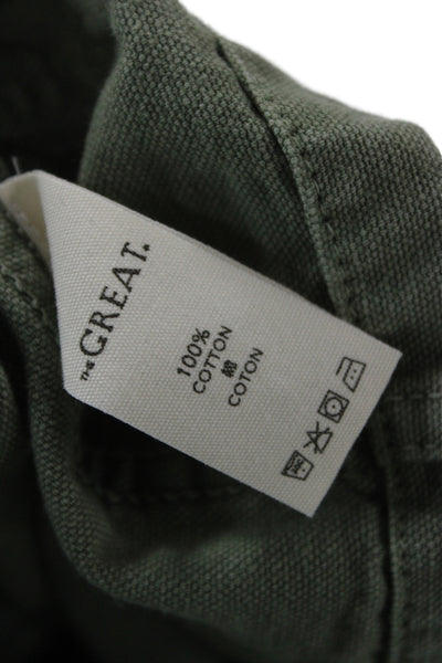 The Great Women Military Jacket Green Cotton Button Long Sleeve Size 0