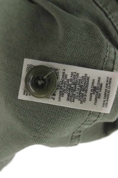 The Great Women Military Jacket Green Cotton Button Long Sleeve Size 0