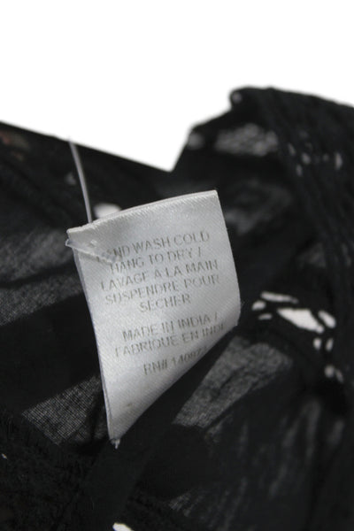 Love Shack Fancy Womens Cropped Black Cotton Blouse Size 0