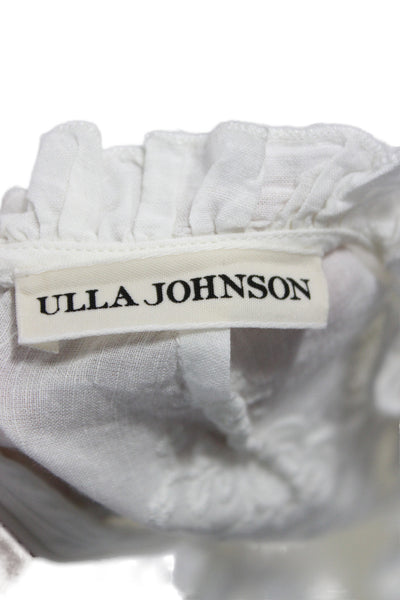 Ulla Johnson Womens White Cotton Blend High Neck Long Sleeve Blouse Zip Size 0