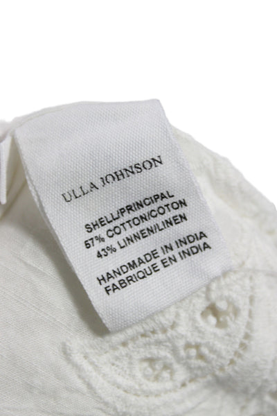 Ulla Johnson Womens White Cotton Blend High Neck Long Sleeve Blouse Zip Size 0