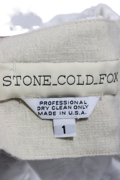 Stone Cold Fox Women Cropped Off Shoulder White Blouse Boho Zip Size 1