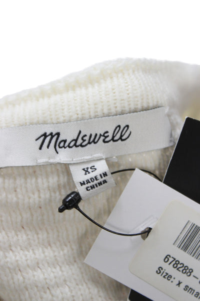 Madewell Women White Cotton Blend Basic T-Shirt Crew Neck Cap Sleeve Size XS