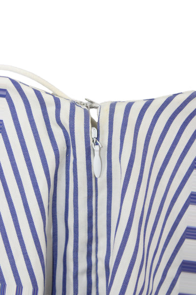 Caroline Constas Women Blue Striped Off Shoulder 3/4 Sleeve Blouse Size XS