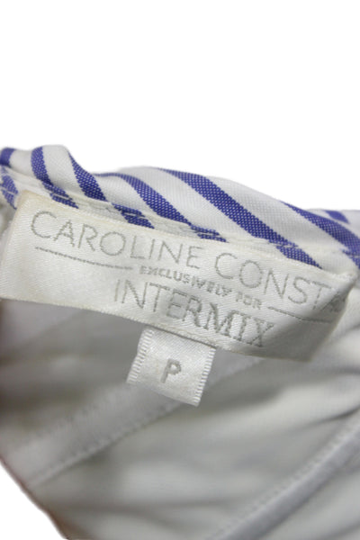 Caroline Constas Women Blue Striped Off Shoulder 3/4 Sleeve Blouse Size XS