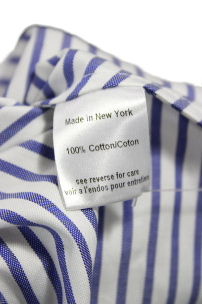 Caroline Constas Women Blue Striped Off Shoulder 3/4 Sleeve Blouse Size XS