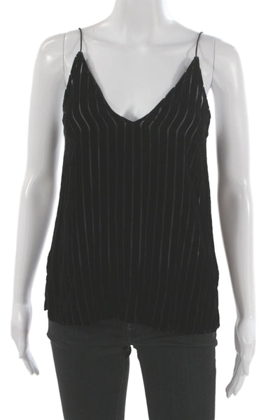 Cami NYC Women Black Silk Striped Tank Elegant Size 2XS