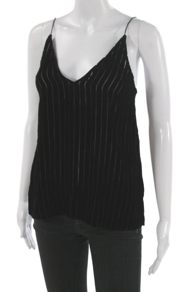Cami NYC Women Black Silk Striped Tank Elegant Size 2XS