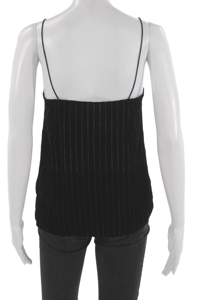 Cami NYC Women Black Silk Striped Tank Elegant Size 2XS