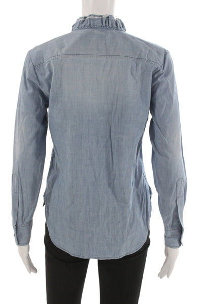 Isabel Marant Etoile Women Blue Collared Longsleeve Button-Up Blouse Size 36
