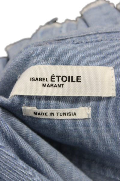 Isabel Marant Etoile Women Blue Collared Longsleeve Button-Up Blouse Size 36
