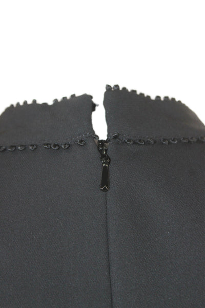 Self Portrait Women Black Lace Up High Neck Long Sleeve Blouse Basic Size 2