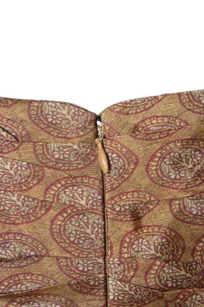 Khaite Womens Paisley Viscose Square Neck Long Sleeve Blouse Brown Size 2