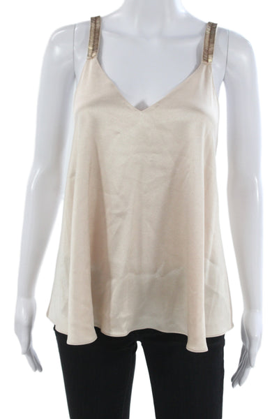 Derek Lam 10 Crosby Women Sleeveless Tank Beige Triacetate Solid Size 4