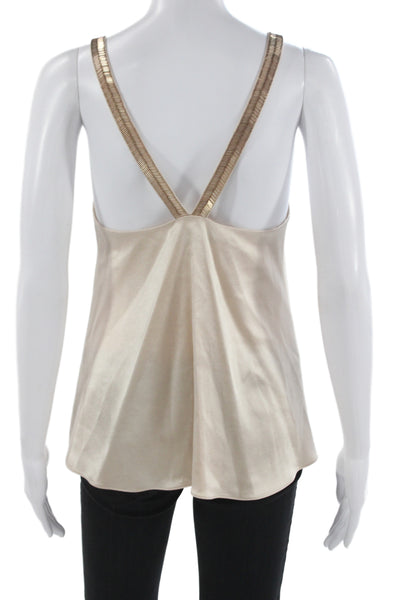 Derek Lam 10 Crosby Women Sleeveless Tank Beige Triacetate Solid Size 4