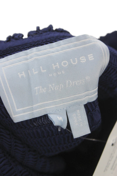Hill House Home Women Fit & Flare Blue Cotton Square Neck Mid-Calf Dress Size M