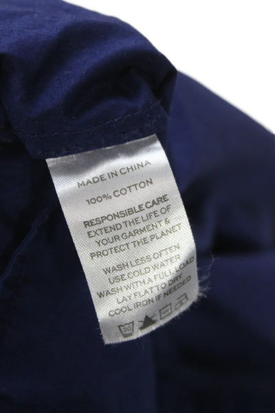 Hill House Home Women Fit & Flare Blue Cotton Square Neck Mid-Calf Dress Size M
