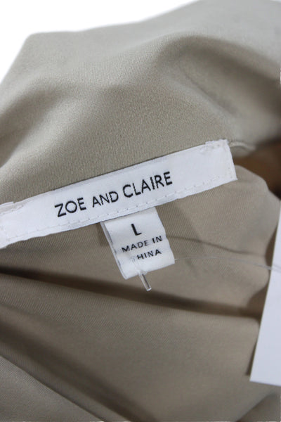Zoe and Claire Women Shirt Dress Beige 3/4 Sleeve Midi Size L
