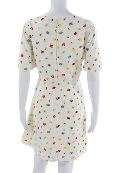 Madewell Womens Fit & Flare Floral Viscose V-Neck Short Sleeve Dress Size 10