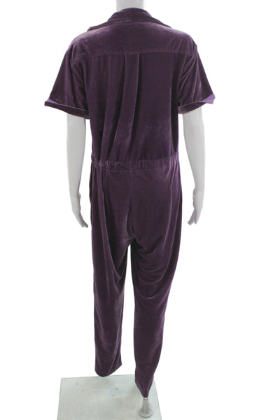 Rachel Antonoff Womens Jumpsuit Purple Collared Short Sleeve Loungewear Size S