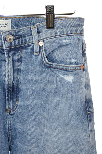 Citizens of Humanity Womens Tapered Distressed High Rise Jeans Blue Size 26