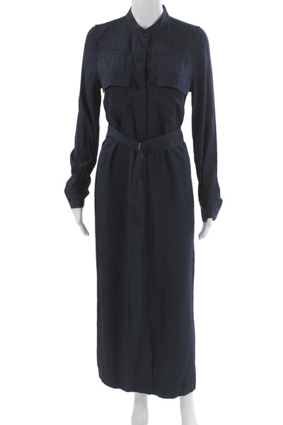 G. Womens Shirt Dress Blue Collared Viscose Long Sleeve Full Length Size 4