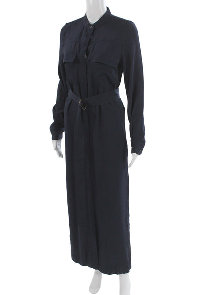 G. Womens Shirt Dress Blue Collared Viscose Long Sleeve Full Length Size 4