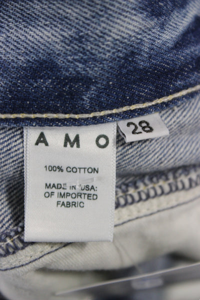 Amo Womens Straight Pencil Denim Skirt Blue Long 100% Cotton Size 28