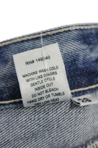 Amo Womens Straight Pencil Denim Skirt Blue Long 100% Cotton Size 28