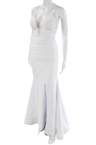 Jessica Angel Womens White Mermaid Bodycon Dress V Neck Sleeveless Maxi Size XS
