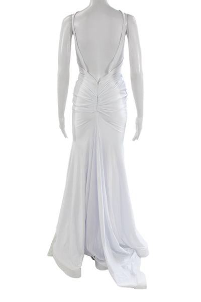 Jessica Angel Womens White Mermaid Bodycon Dress V Neck Sleeveless Maxi Size XS
