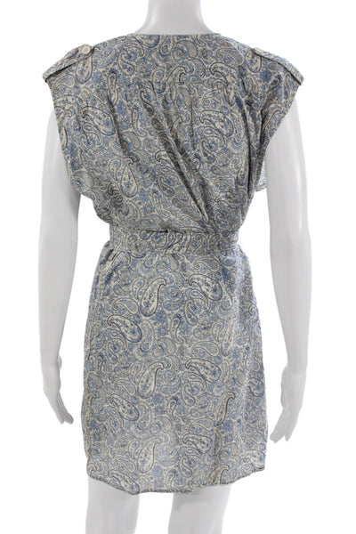 Vanessa Bruno Women Shirt Dress Beige Paisley Cotton Short Sleeve Size 36