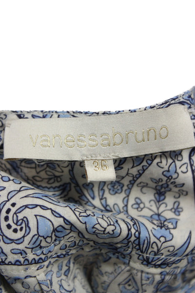 Vanessa Bruno Women Shirt Dress Beige Paisley Cotton Short Sleeve Size 36