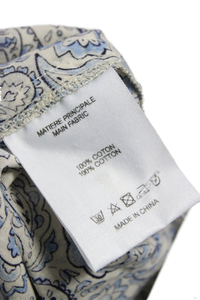 Vanessa Bruno Women Shirt Dress Beige Paisley Cotton Short Sleeve Size 36