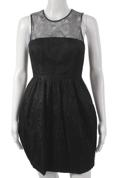 Jane Oh Womens Fit & Flare Paisley Black Sleeveless Zip Dress Size 0