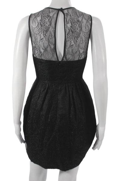 Jane Oh Womens Fit & Flare Paisley Black Sleeveless Zip Dress Size 0