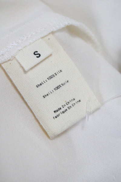 L Agence Womens Basic Silk Blouse Collared Button Long Sleeve Ivory Size S